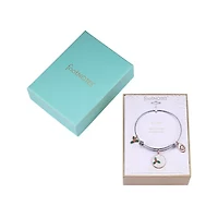 Footnotes Mistletoe Womens Stainless Steel Round Bangle Bracelet