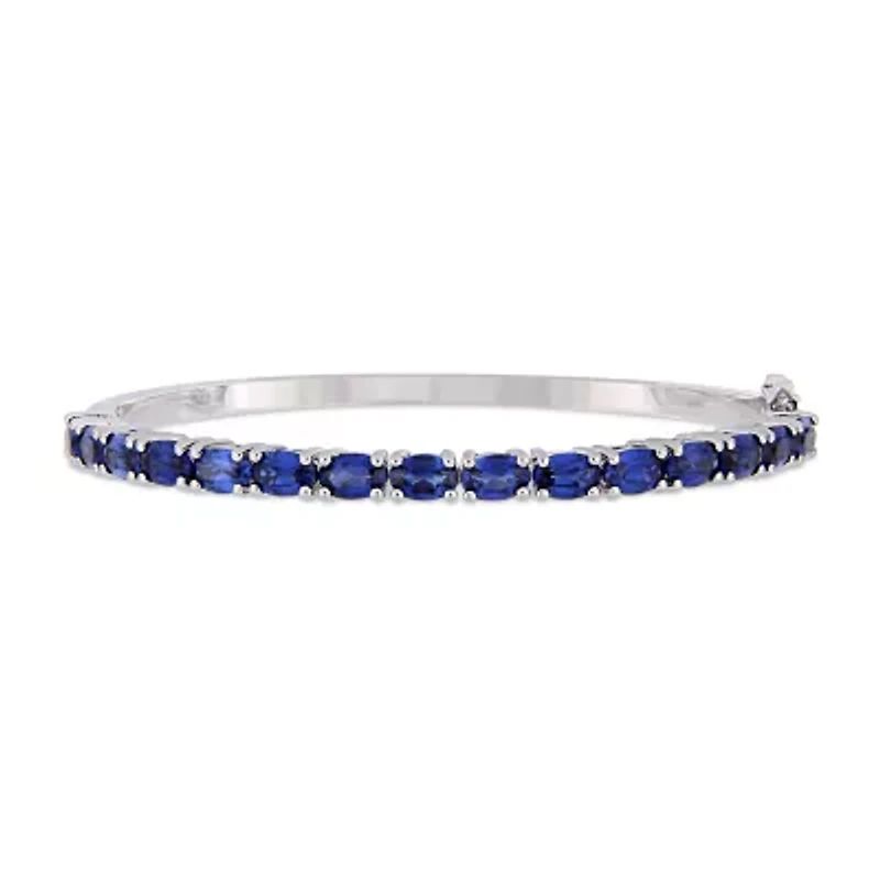 Womens Lab Created Blue Sapphire Sterling Silver Bangle Bracelet