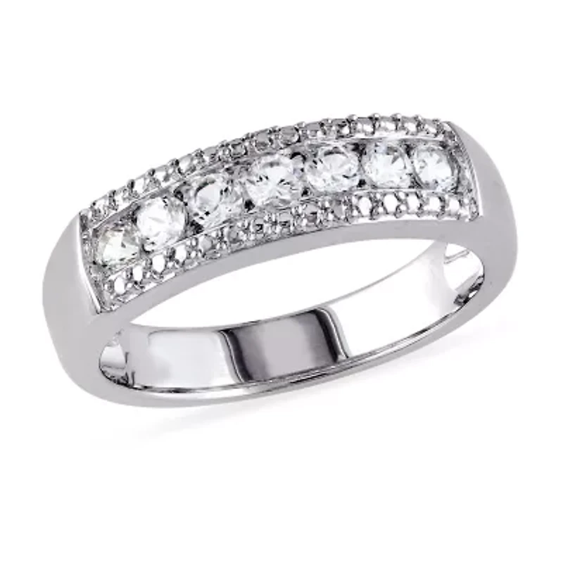 Womens 3.5MM Lab Created White Sapphire Sterling Silver Band