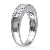 Womens 3.5MM Lab Created White Sapphire Sterling Silver Band