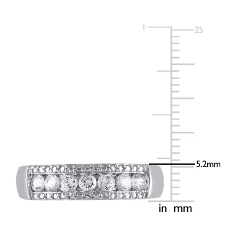 Womens 3.5MM Lab Created White Sapphire Sterling Silver Band