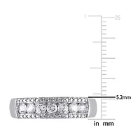 Womens 3.5MM Lab Created White Sapphire Sterling Silver Band
