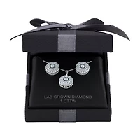 (H-I / I1) Womens 1 CT. T.W. Lab Grown White Diamond 10K White Gold Round 2-pc. Jewelry Set