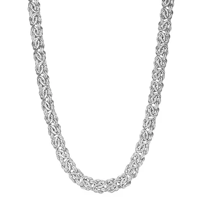 Mens 14K White Gold 20 Inch Byzantine Chain Necklace