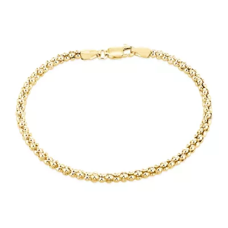 Made in Italy Womens 14K Gold Over Silver 7.5 Inch Solid Chain Bracelet