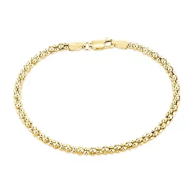 Made in Italy Womens 14K Gold Over Silver 7.5 Inch Solid Chain Bracelet