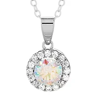 DiamonArt® Preciosa Aurora Borealis Womens 1 3/4 CT. T.W. White Cubic Zirconia Sterling Silver Halo Pendant Necklace