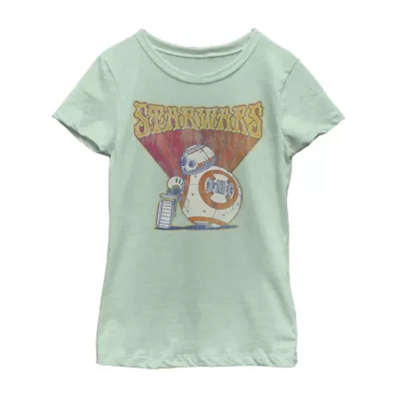Big Kid Girls Crew Neck Short Sleeve Regular Fit Star Wars Graphic T-Shirt