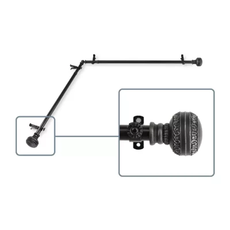 Rod Desyne Ornament Corner Window 3/4 Adjustable Curtain