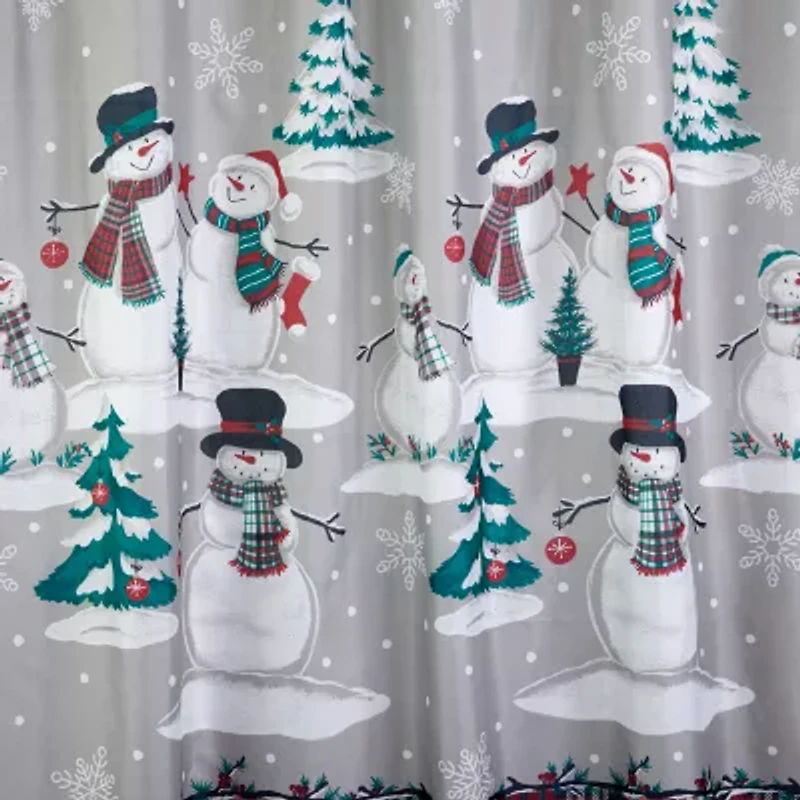 Saturday Knight Plaid Snowman Shower Curtain Set