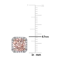 Simulated Pink Morganite 18K Rose Gold Over Silver 8.7mm Stud Earrings