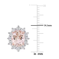 Simulated Pink Morganite 18K Rose Gold Over Silver 11.8mm Stud Earrings