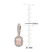 Womens Simulated Pink Morganite 18K Rose Gold Over Silver Drop Earrings