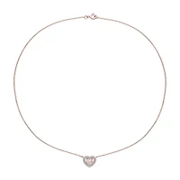 Womens Simulated Pink Morganite 18K Rose Gold Over Silver Heart 18 Inch Pendant Necklace