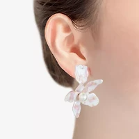 Bijoux Bar Gold Tone Womens Simulated Pearl Flower Hypoallergenic Drop Earrings