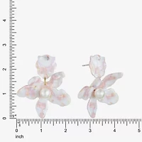 Bijoux Bar Gold Tone Womens Simulated Pearl Flower Hypoallergenic Drop Earrings