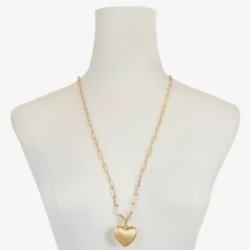 Bijoux Bar Gold Tone Womens Heart 30 Inch Pendant Necklace