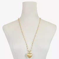 Bijoux Bar Gold Tone Womens Heart 30 Inch Pendant Necklace