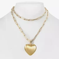 Bijoux Bar Gold Tone Womens Heart 30 Inch Pendant Necklace