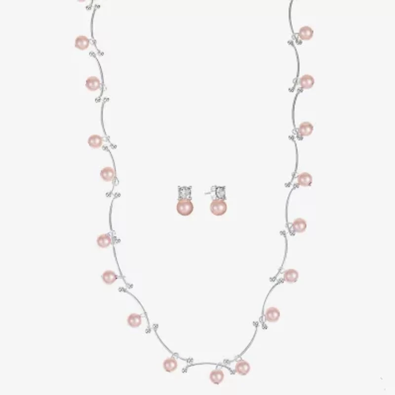 Monet Jewelry Timeless Collar Necklace And Stud Earring Womens Simulated Pearl 2-pc. Set