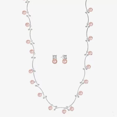 Monet Jewelry Timeless Collar Necklace And Stud Earring Womens Simulated Pearl 2-pc. Set