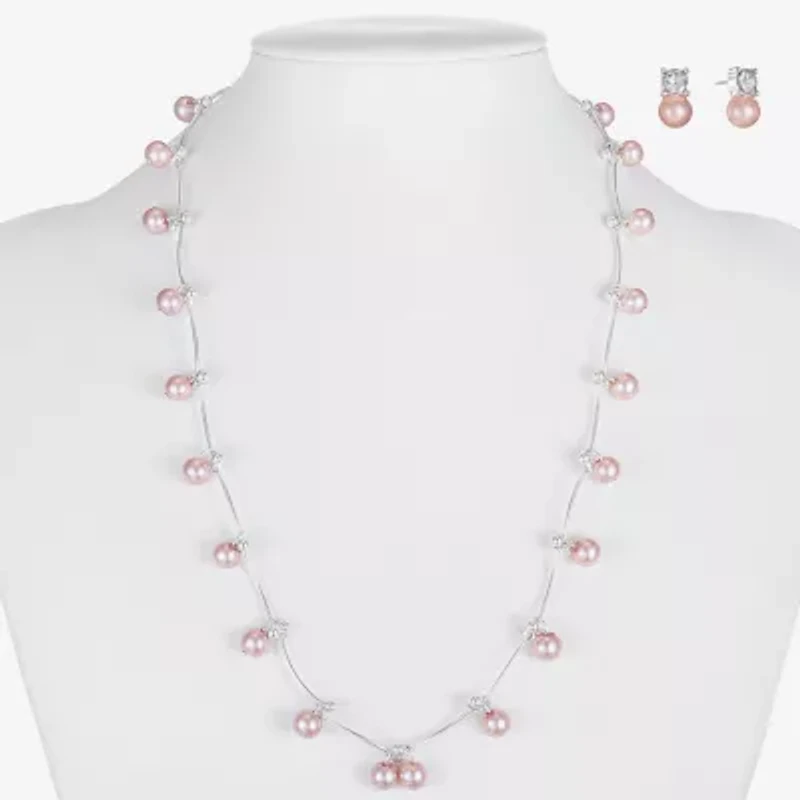 Monet Jewelry Timeless Collar Necklace And Stud Earring Womens Simulated Pearl 2-pc. Set