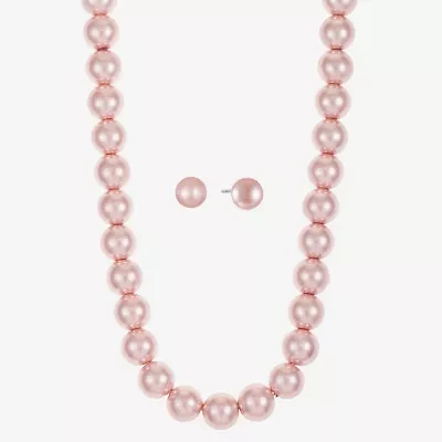 Monet Jewelry Timeless Collar Necklace And Stud Earring Womens Simulated Pearl 2-pc. Jewelry Set