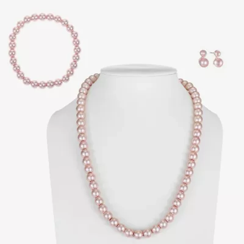 Monet Jewelry Timeless Collar Necklace, Stretch Bracelet And Stud Earring Womens Simulated Pearl 3-pc. Set