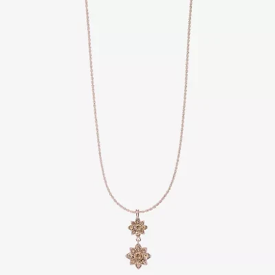 Monet Jewelry Rose Gold Womens Pink Glass Flower 17 Inch Pendant Necklace