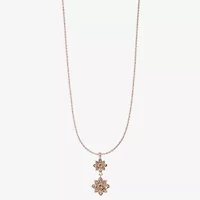 Monet Jewelry Rose Gold Womens Pink Glass Flower 17 Inch Pendant Necklace
