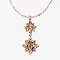 Monet Jewelry Rose Gold Womens Pink Glass Flower 17 Inch Pendant Necklace