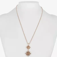 Monet Jewelry Rose Gold Womens Pink Glass Flower 17 Inch Pendant Necklace