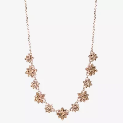 Monet Jewelry Rose Gold Womens Pink 17 Inch Collar Necklace