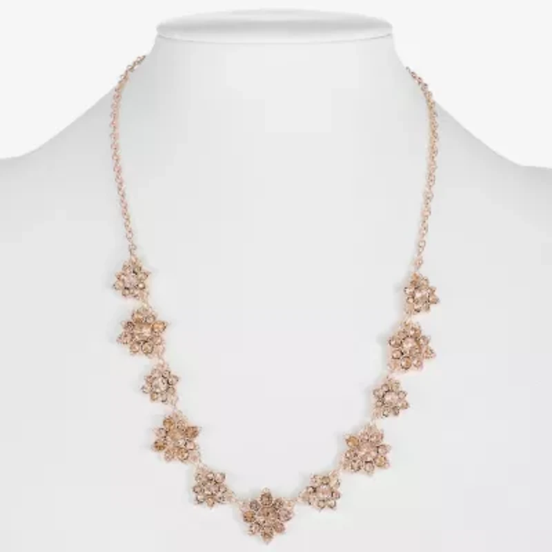 Monet Jewelry Rose Gold Womens Pink 17 Inch Collar Necklace