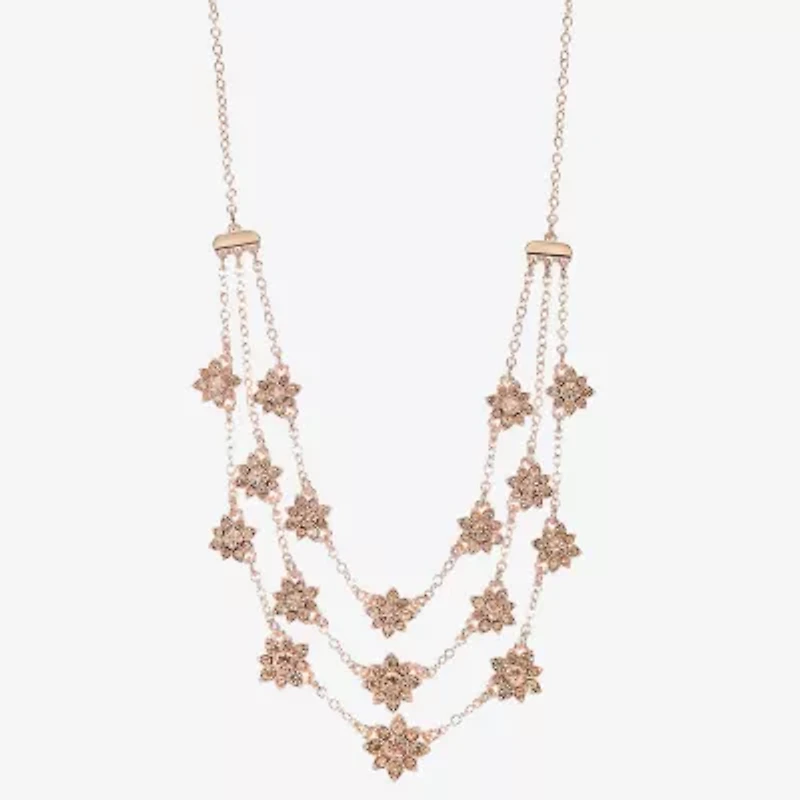 Monet Jewelry Rose Gold Layered Womens Pink Glass 22 Inch Strand Necklace