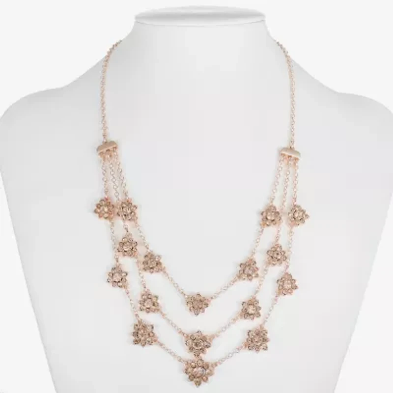 Monet Jewelry Rose Gold Layered Womens Pink Glass 22 Inch Strand Necklace