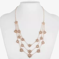 Monet Jewelry Rose Gold Layered Womens Pink Glass 22 Inch Strand Necklace