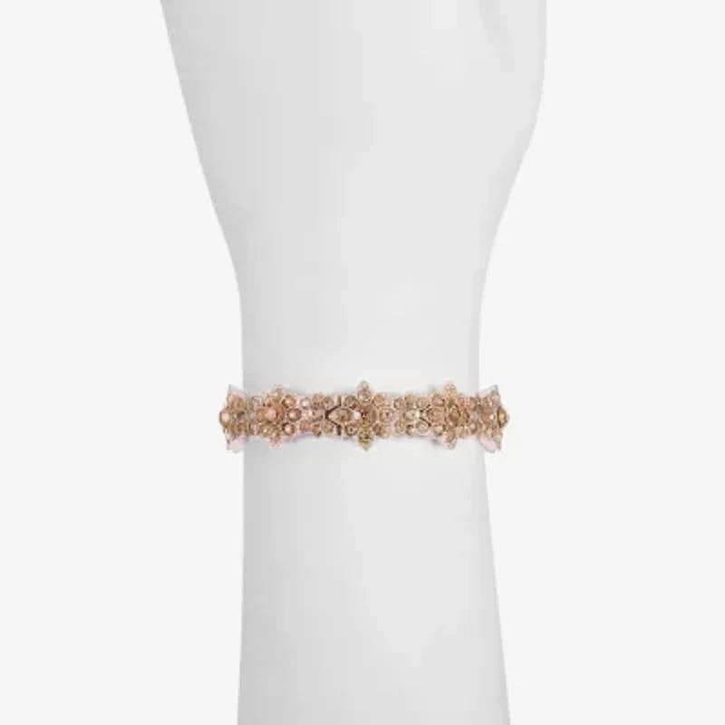 Monet Jewelry Rose Gold Womens Pink Glass Flower Stretch Bracelet