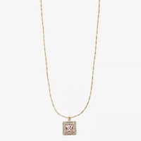 Monet Jewelry Womens Pink Glass Square 17 Inch Pendant Necklace