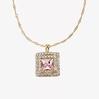 Monet Jewelry Womens Pink Glass Square 17 Inch Pendant Necklace
