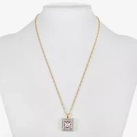 Monet Jewelry Womens Pink Glass Square 17 Inch Pendant Necklace