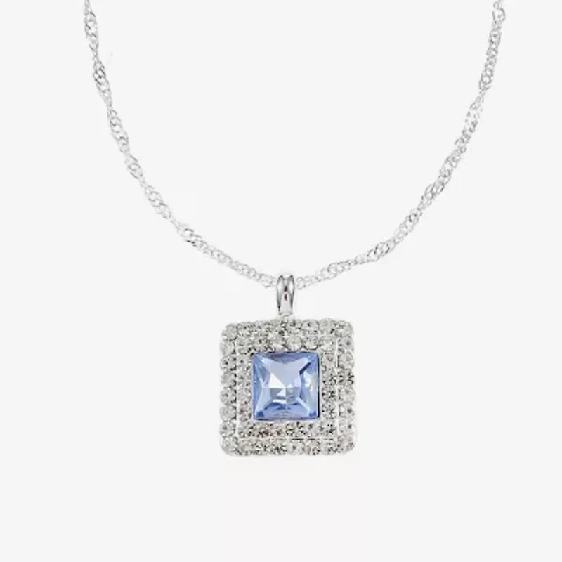 Monet Jewelry Womens Pink Glass Square 17 Inch Pendant Necklace