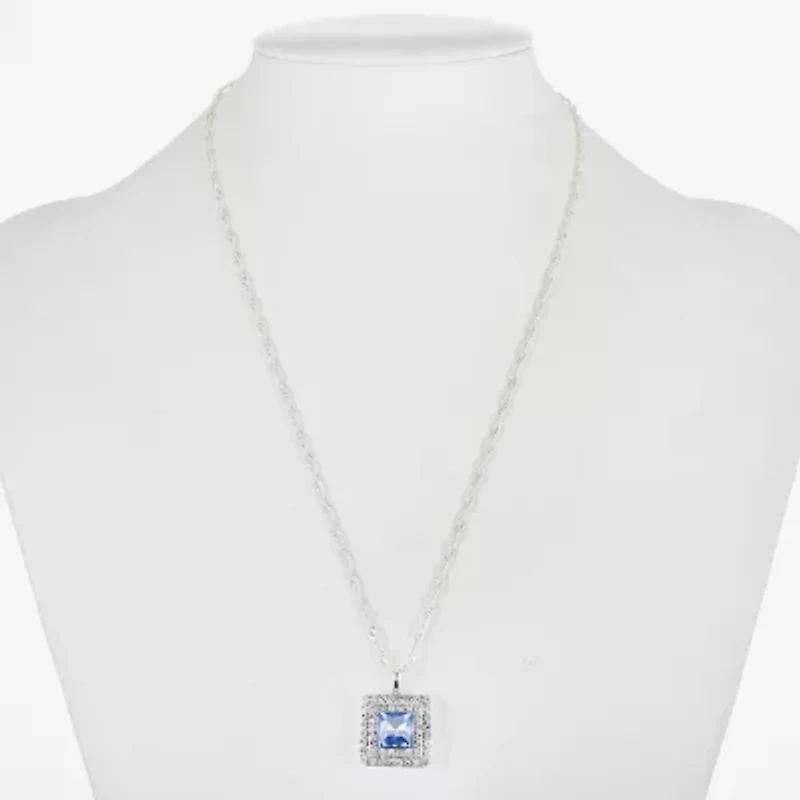 Monet Jewelry Womens Pink Glass Square 17 Inch Pendant Necklace