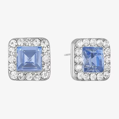 Monet Jewelry Pink Glass 10.5mm Square Stud Earrings