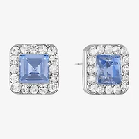 Monet Jewelry Pink Glass 10.5mm Square Stud Earrings