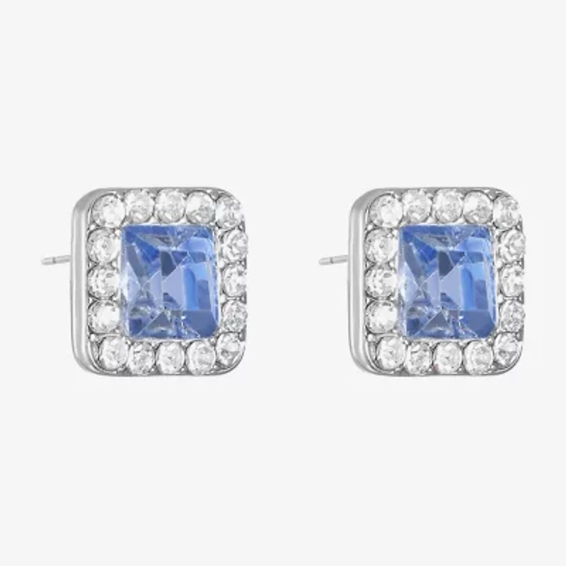 Monet Jewelry Pink Glass 10.5mm Square Stud Earrings