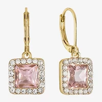 Monet Jewelry Womens Pink Glass Square Drop Earrings
