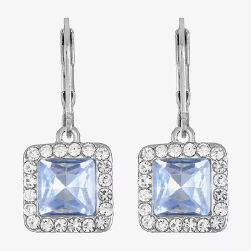 Monet Jewelry Womens Pink Glass Square Drop Earrings