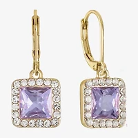 Monet Jewelry Womens Pink Glass Square Drop Earrings