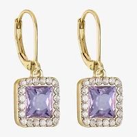 Monet Jewelry Womens Pink Glass Square Drop Earrings